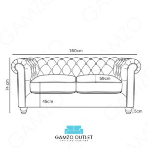 Alternative view of Chesterfield Plush Velvet Fabric Sofa Set