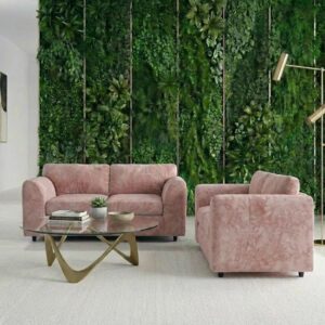 Plush Velvet Fabric Full Back Sofa Set