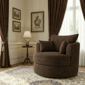 Jumbo Cord Fabric Swivel Chair