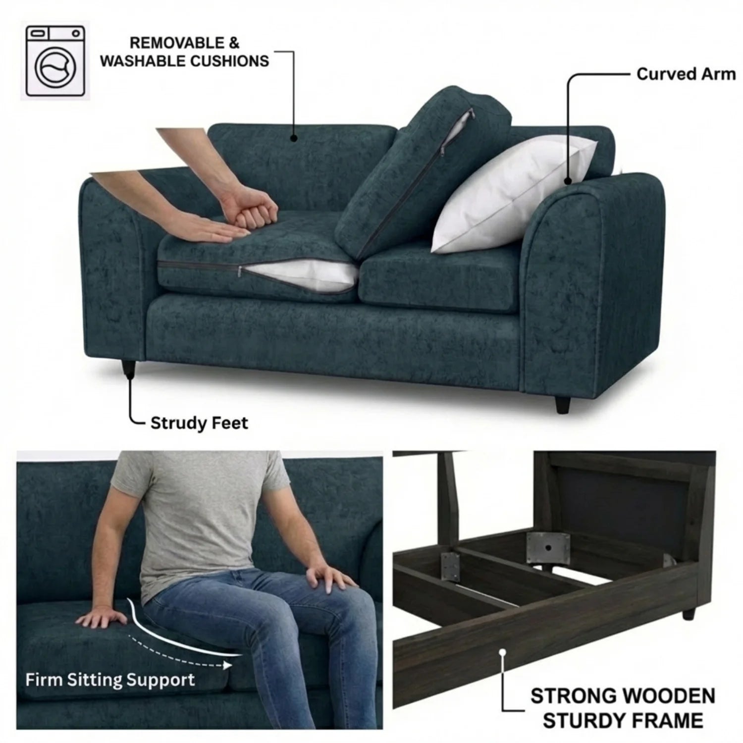 Alaska Fabric Full Back Sofa Set - Image 195