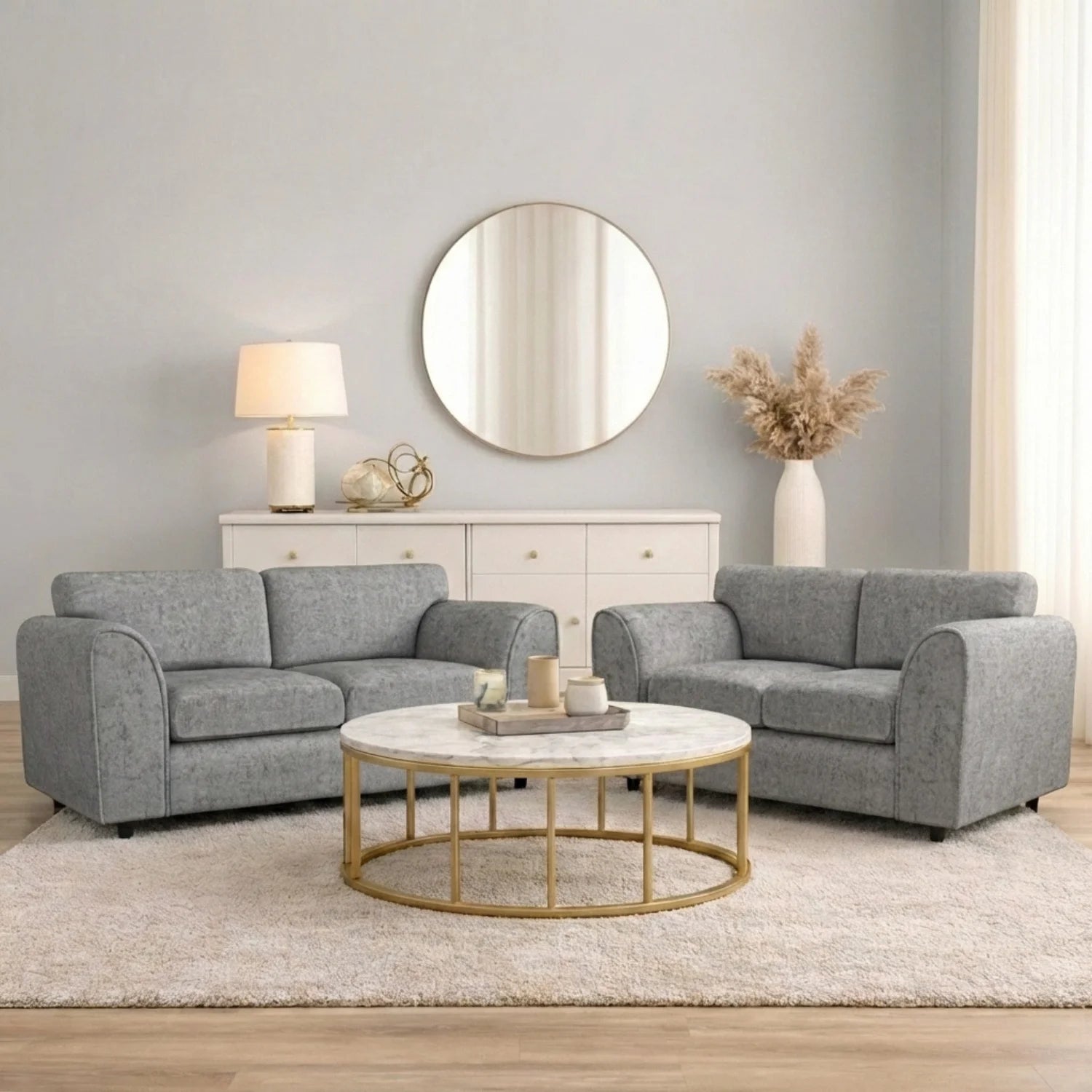 Alaska Fabric Full Back Sofa Set - Image 202