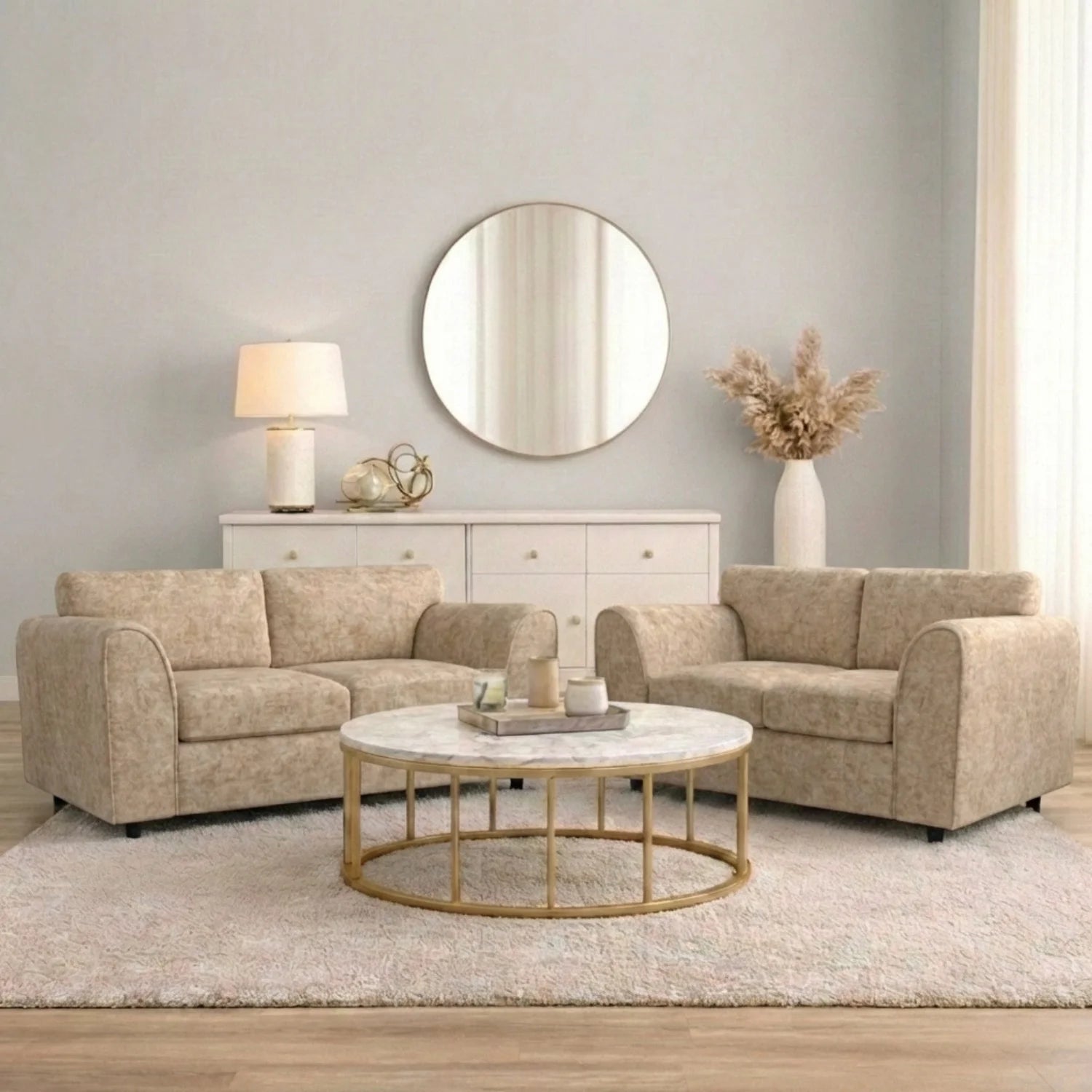 Alaska Fabric Full Back Sofa Set - Image 206