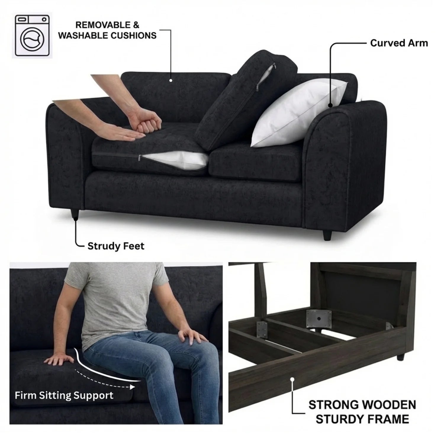 Alaska Fabric Full Back Sofa Set - Image 216