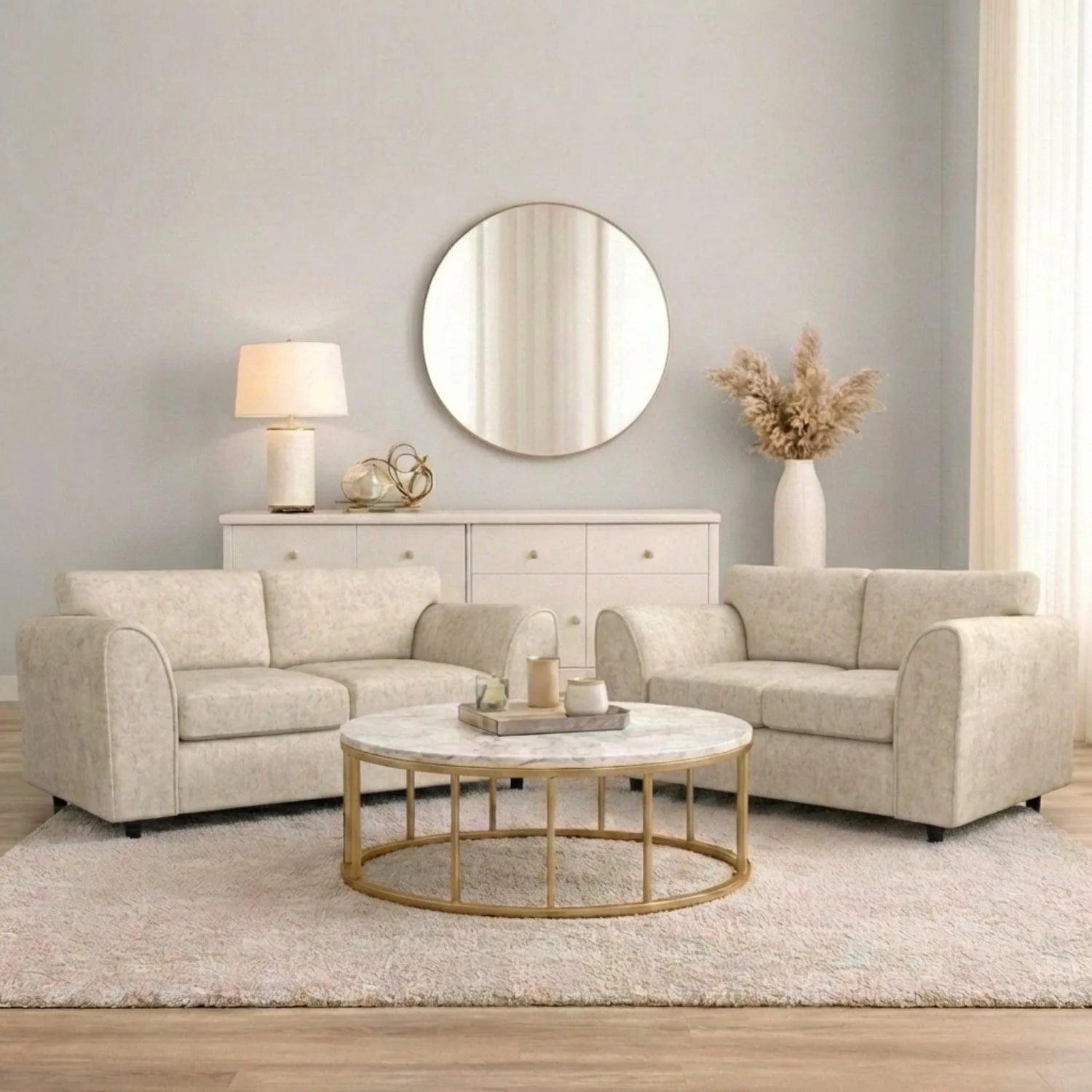 Alaska Fabric Full Back Sofa Set - Image 227