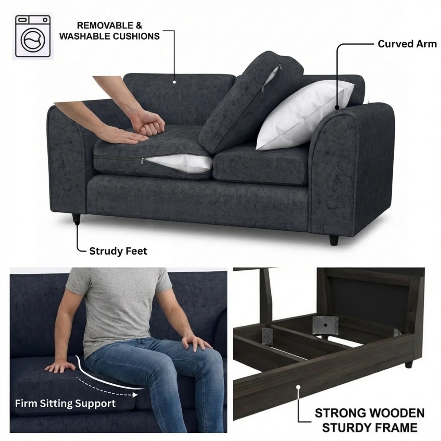Alaska Fabric Full Back Sofa Set - Image 116