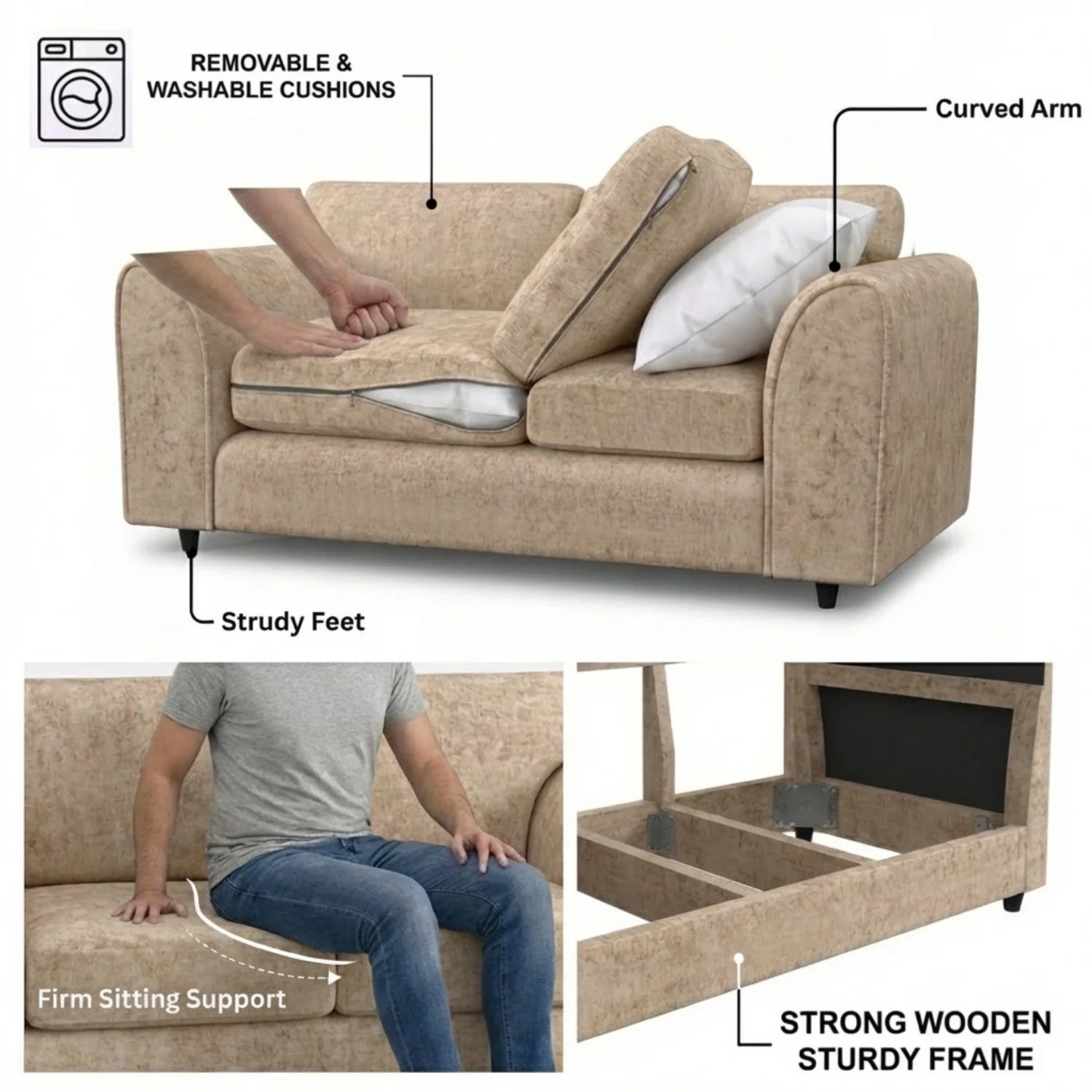 Alaska Fabric Full Back Sofa Set - Image 147