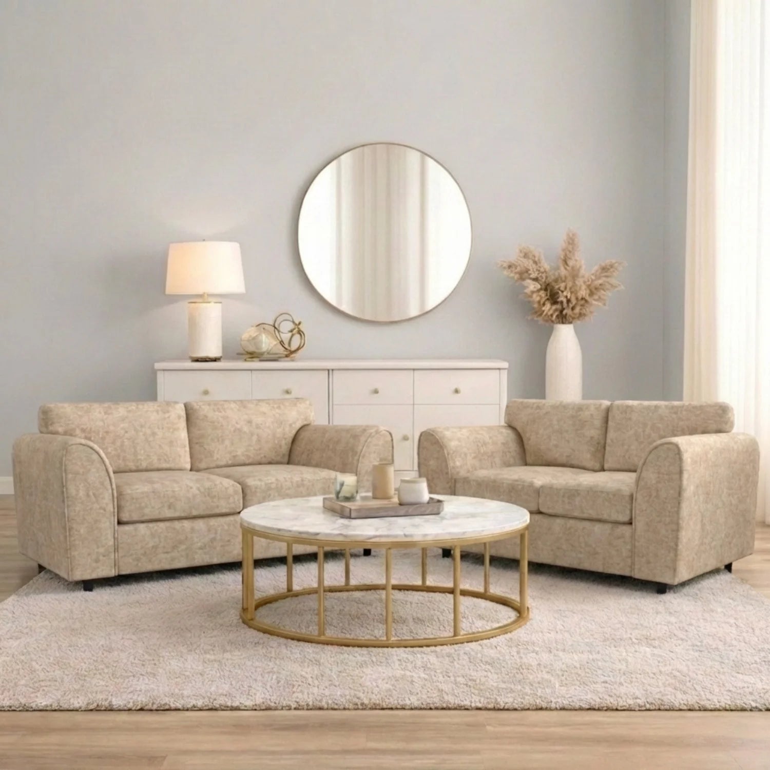 Alaska Fabric Full Back Sofa Set - Image 148