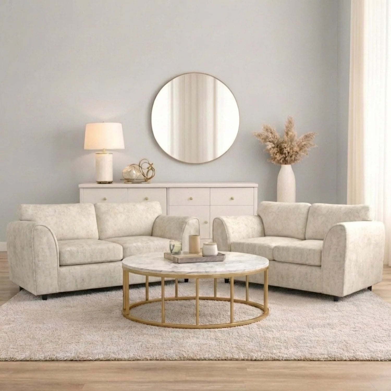Alaska Fabric Full Back Sofa Set - Image 172