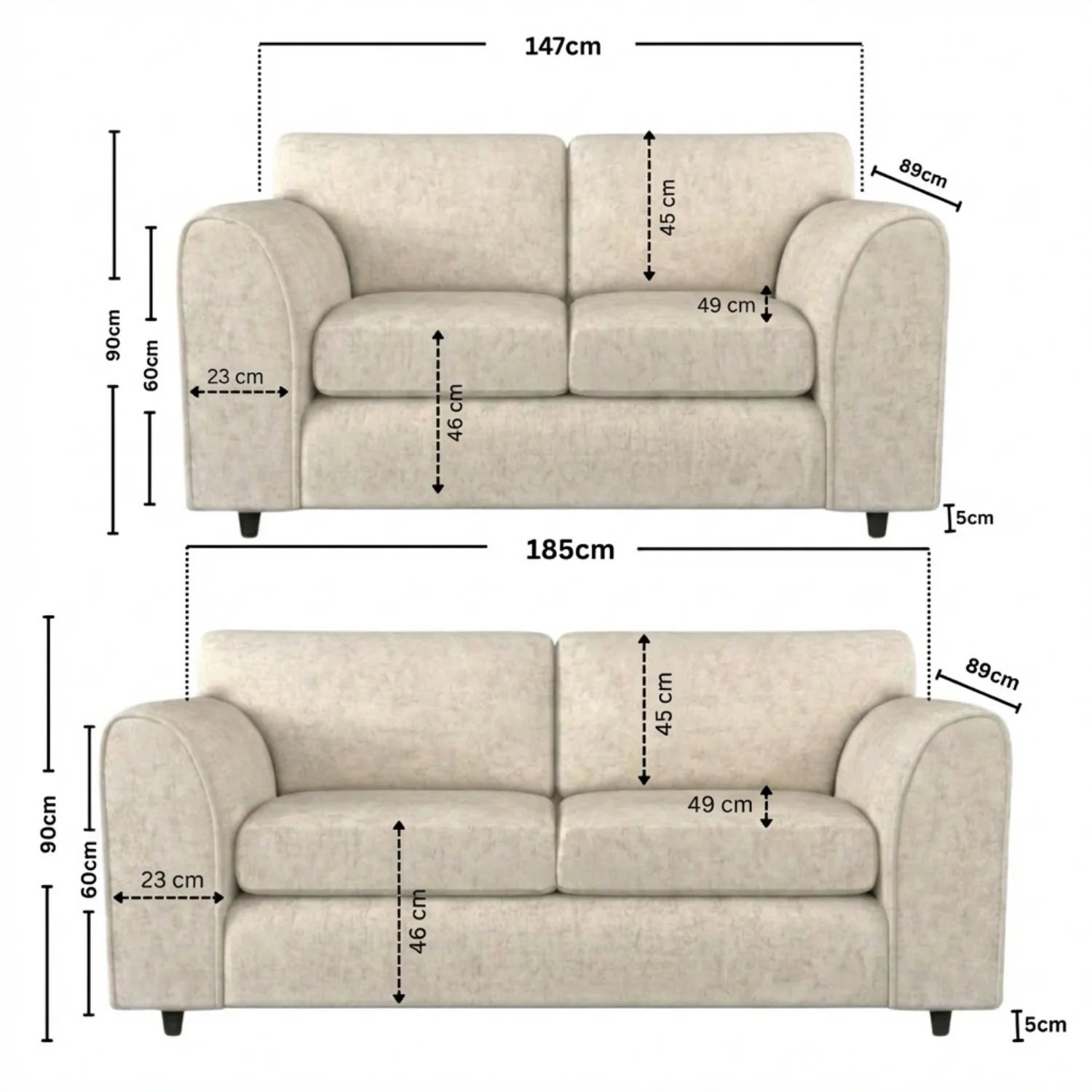 Alaska Fabric Full Back Sofa Set - Image 103