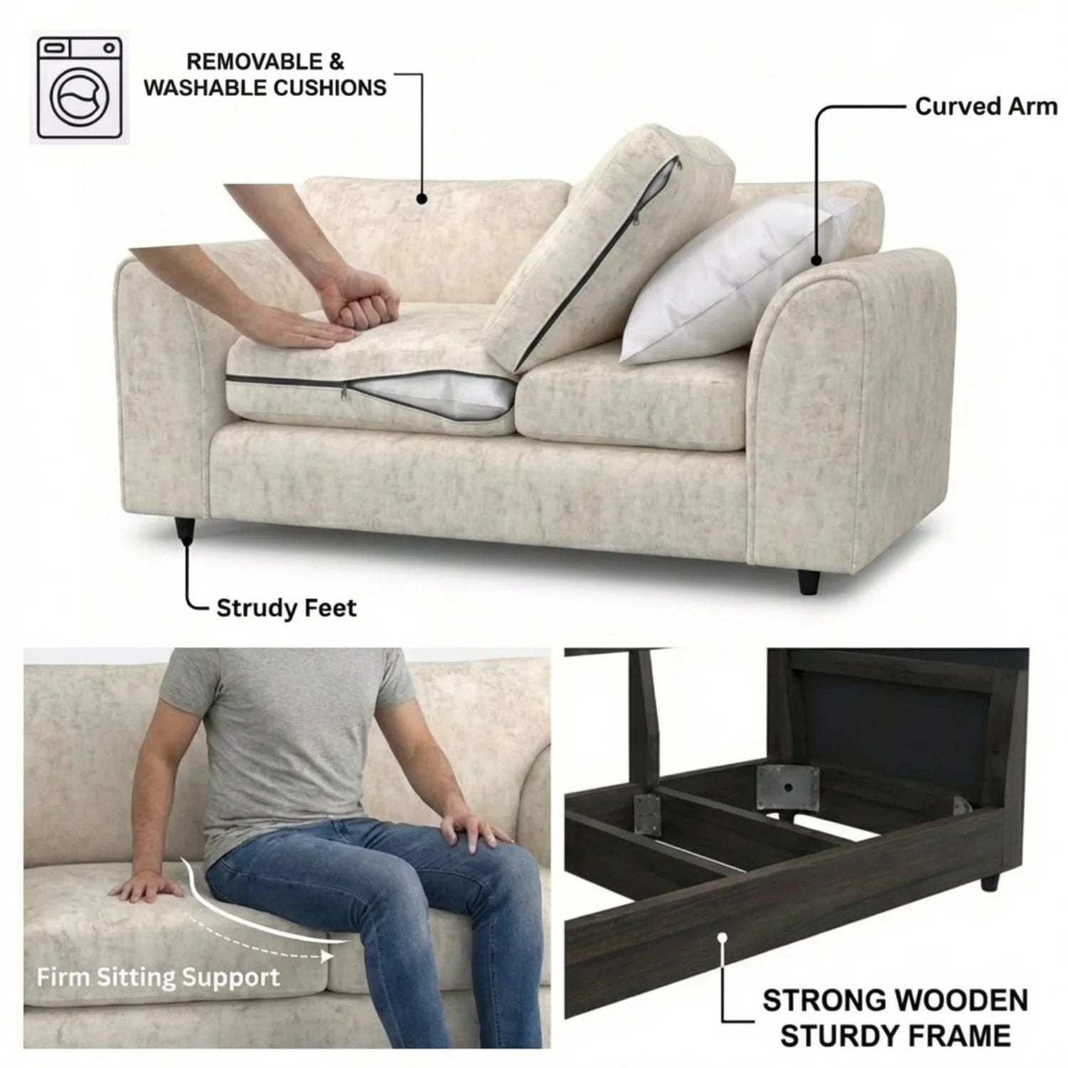 Alaska Fabric Full Back Sofa Set - Image 104