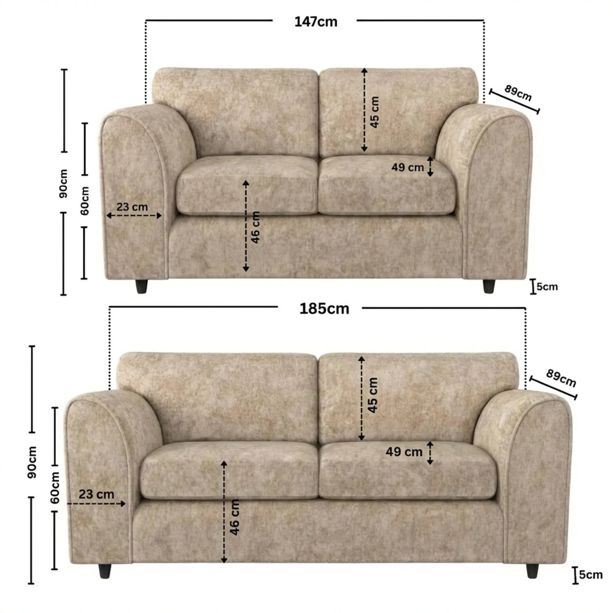 Alaska Fabric Full Back Sofa Set - Image 109