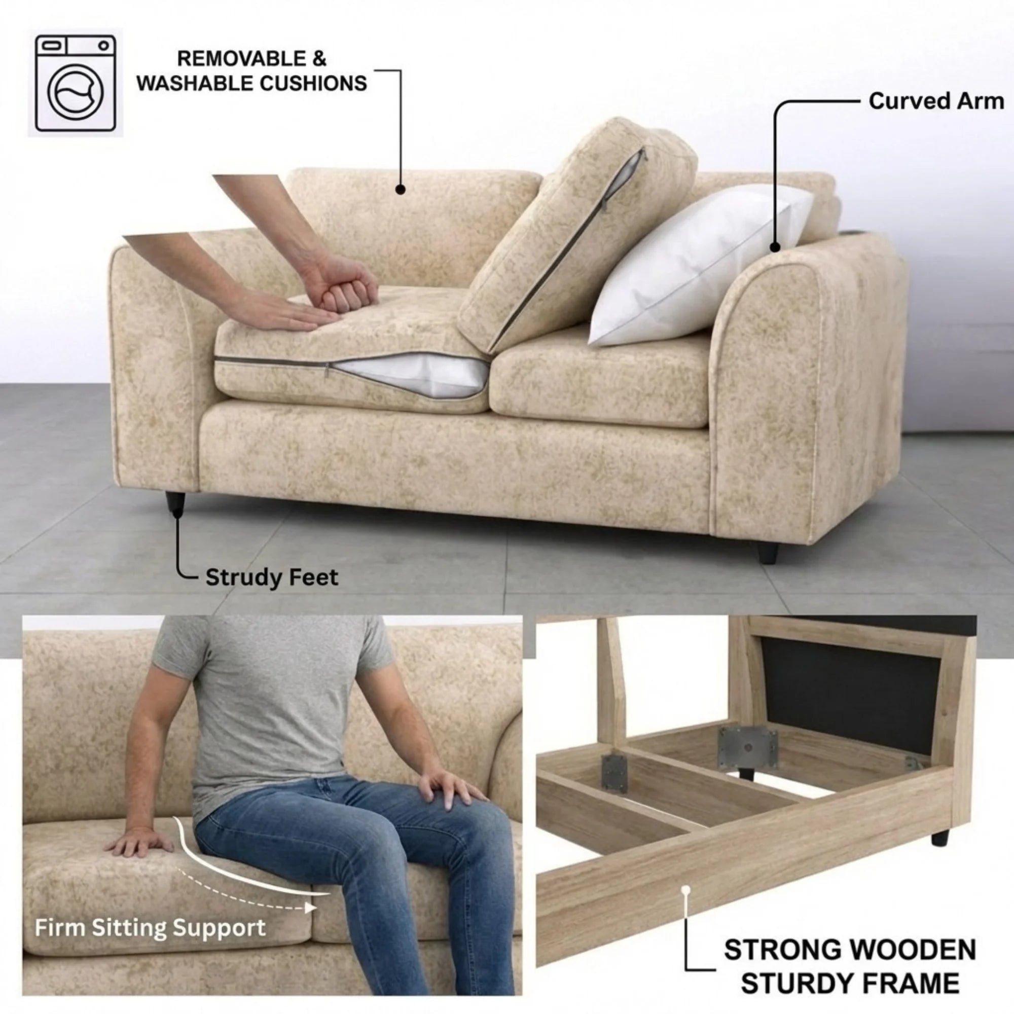 Alaska Fabric Full Back Sofa Set - Image 110