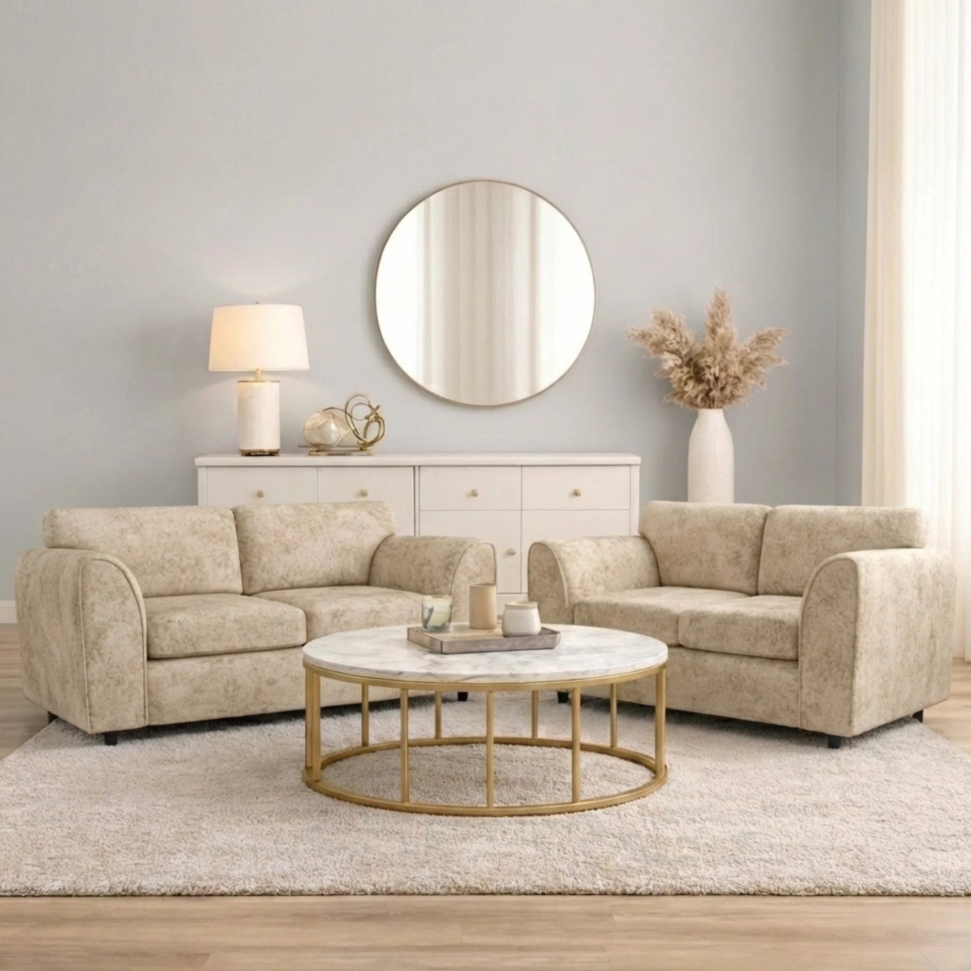 Alaska Fabric Full Back Sofa Set - Image 107