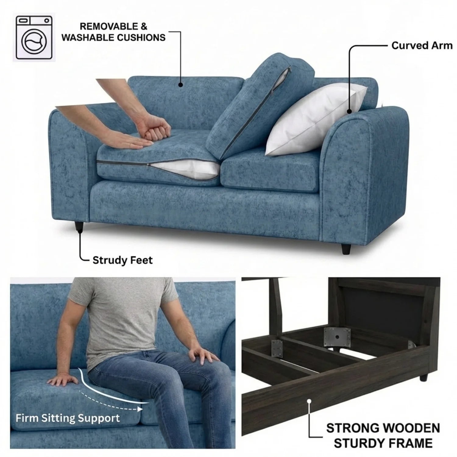 Alaska Fabric Full Back Sofa Set - Image 71