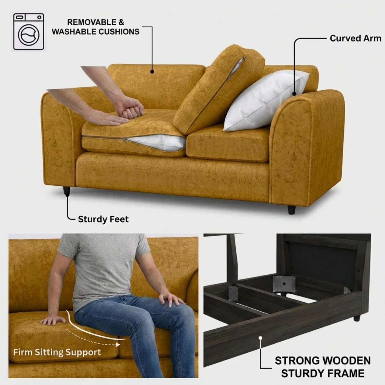 Alaska Fabric Full Back Sofa Set - Image 77