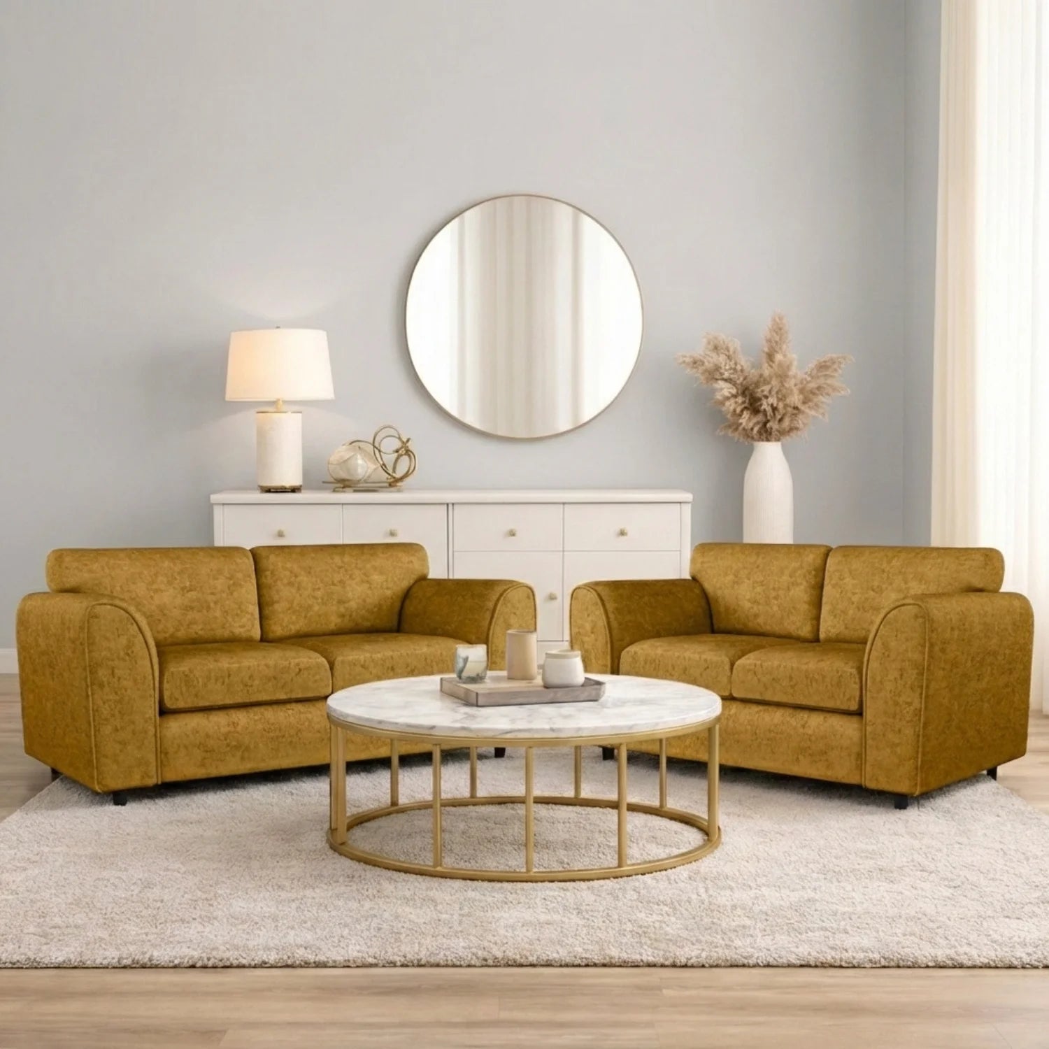 Alaska Fabric Full Back Sofa Set - Image 74
