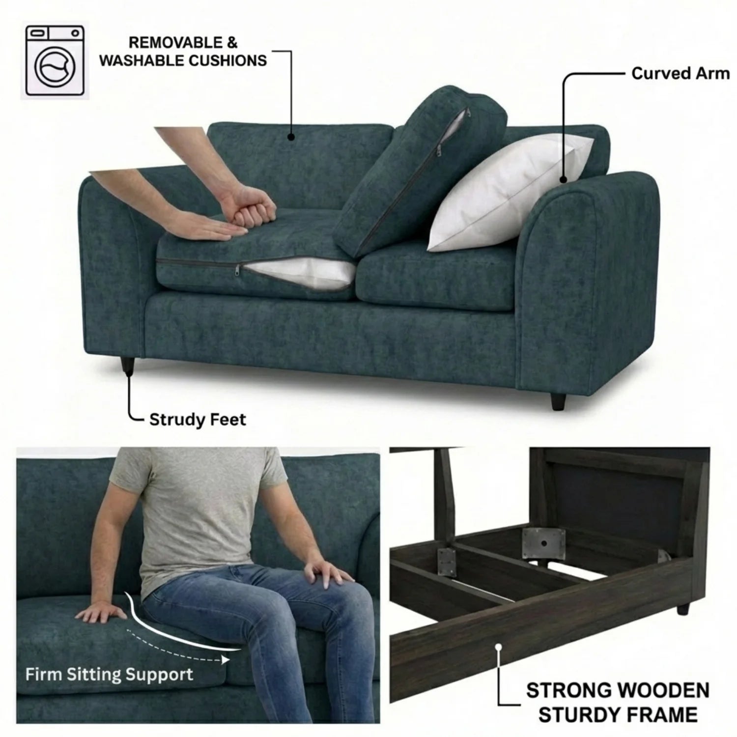 Alaska Fabric Full Back Sofa Set - Image 81