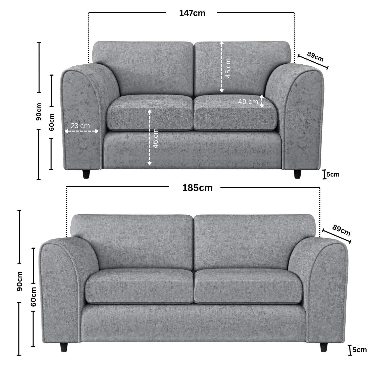 Alaska Fabric Full Back Sofa Set - Image 82