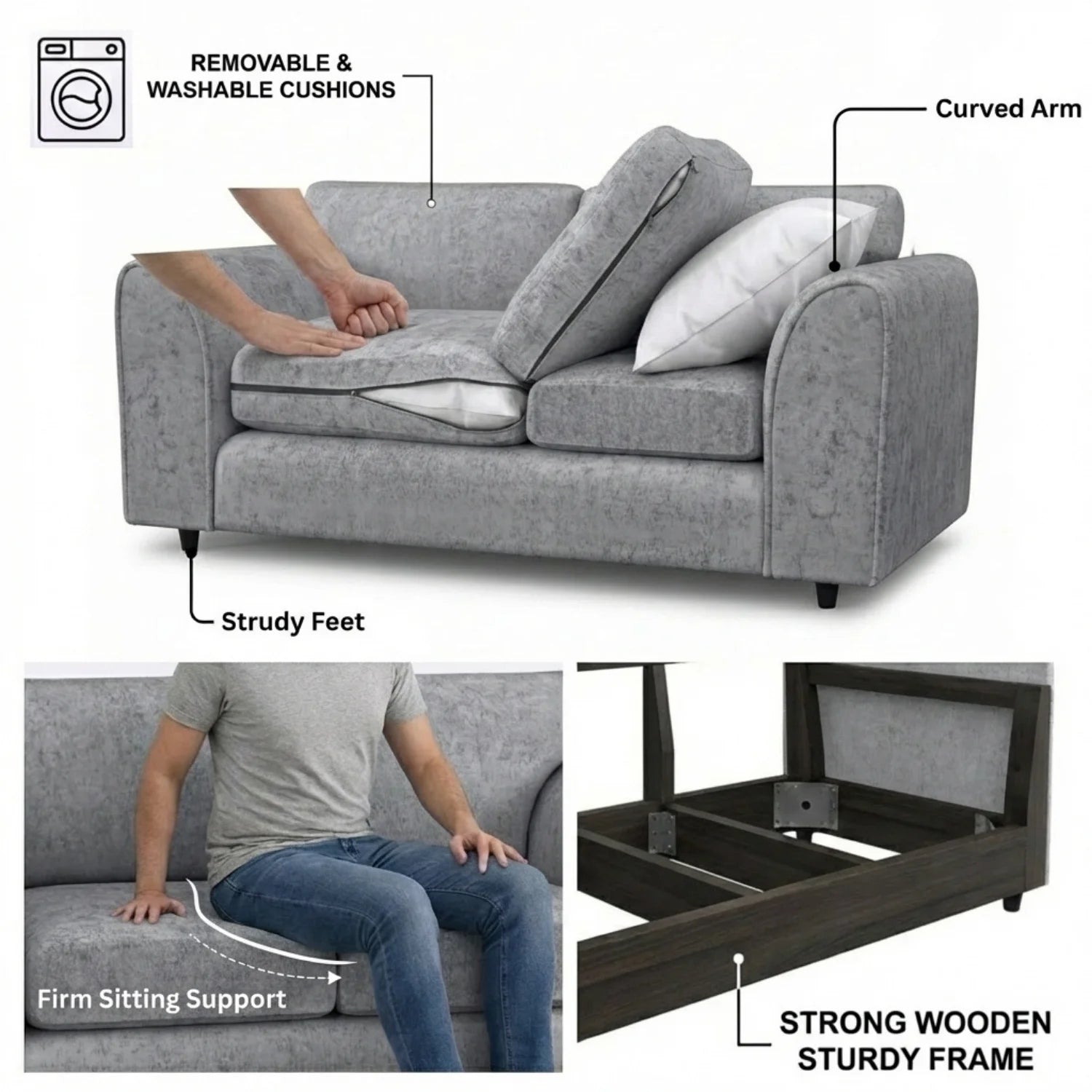Alaska Fabric Full Back Sofa Set - Image 83
