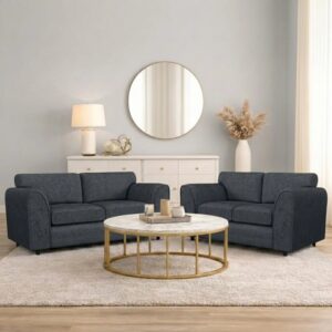 Alaska Fabric Full Back Sofa Set (Dark Grey)