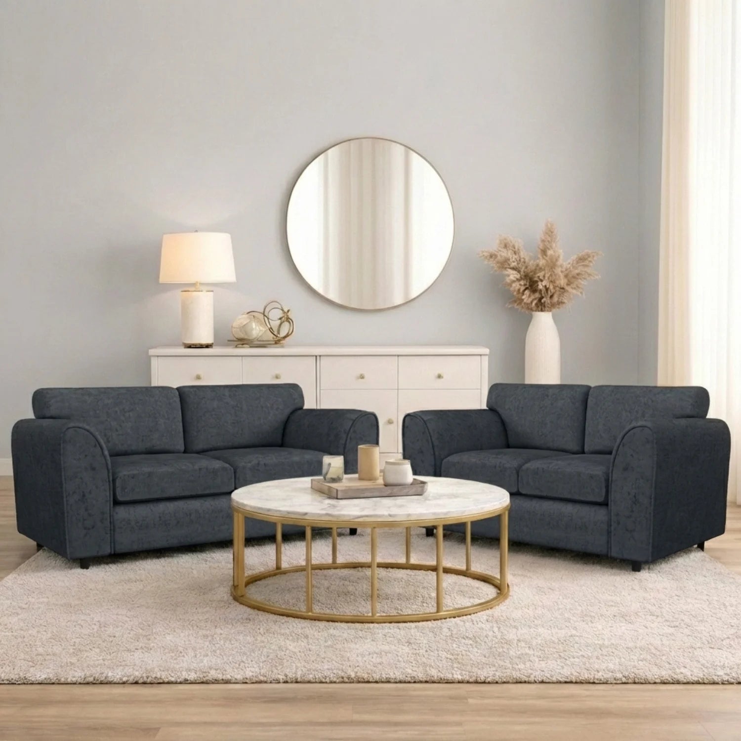 Alaska Fabric Full Back Sofa Set - Image 97