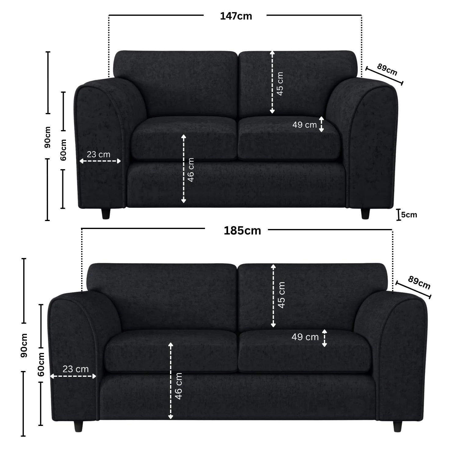 Alaska Fabric Full Back Sofa Set - Image 7