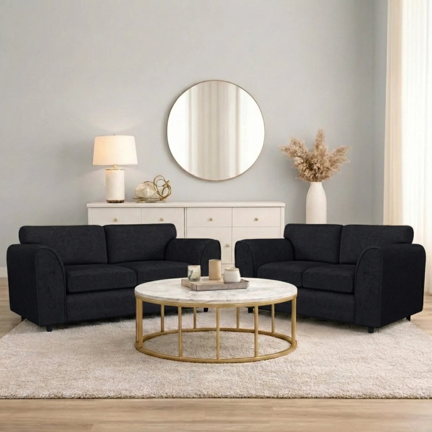 Alaska Fabric Full Back Sofa Set - Image 5
