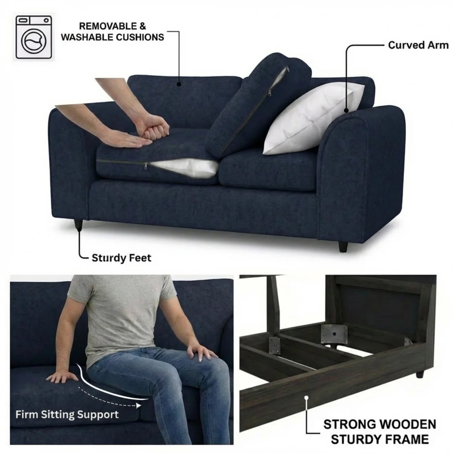Alaska Fabric Full Back Sofa Set - Image 88