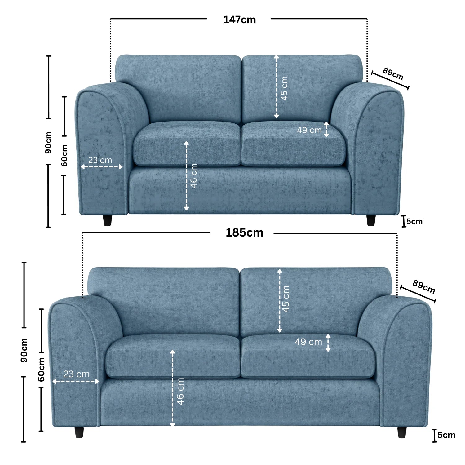 Alaska Fabric Full Back Sofa Set - Image 70