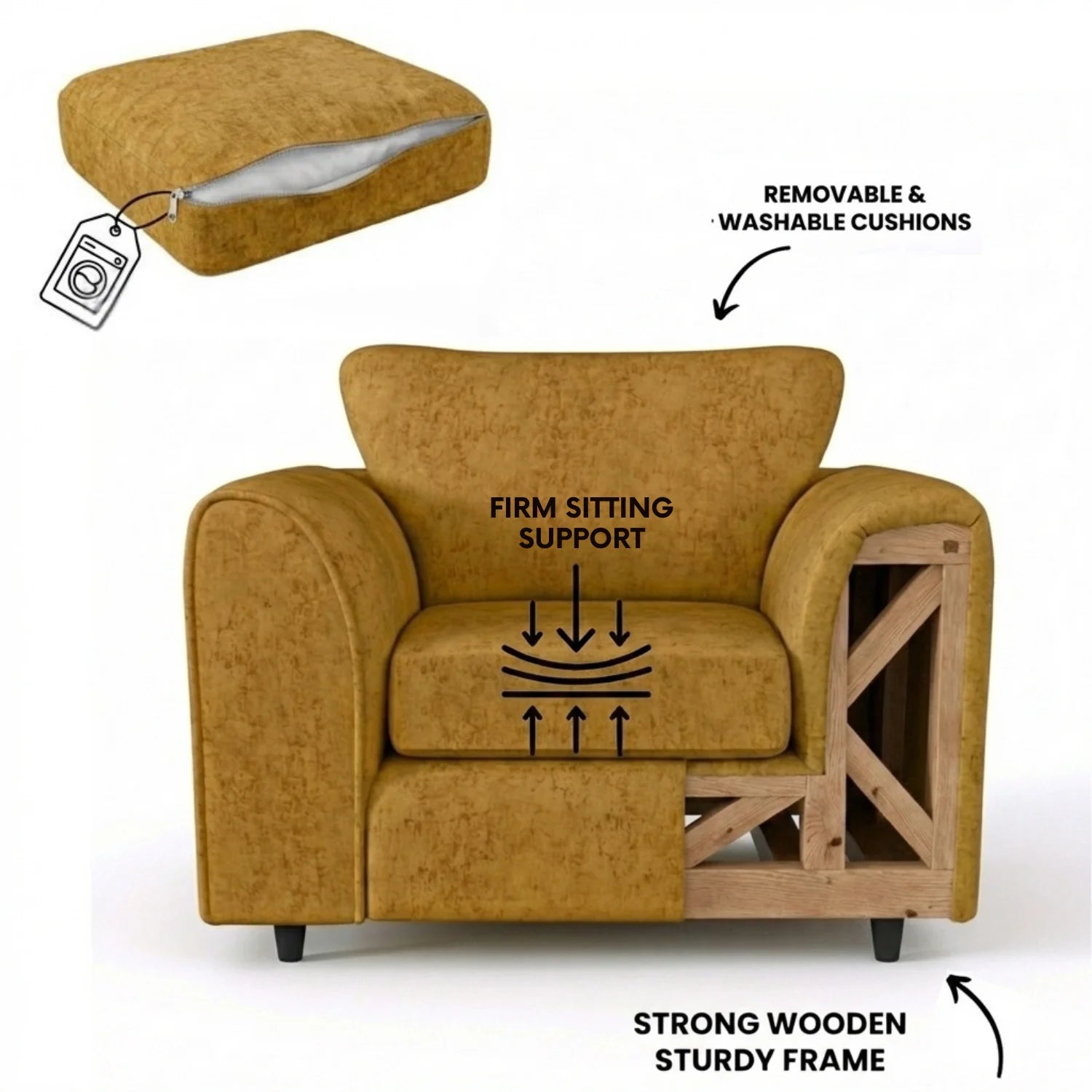 Alaska Fabric Full Back Sofa Set - Image 42