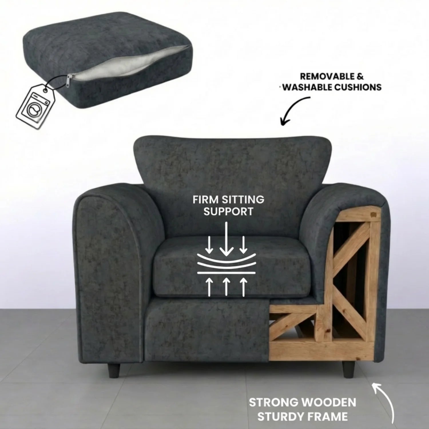 Alaska Fabric Full Back Sofa Set - Image 67