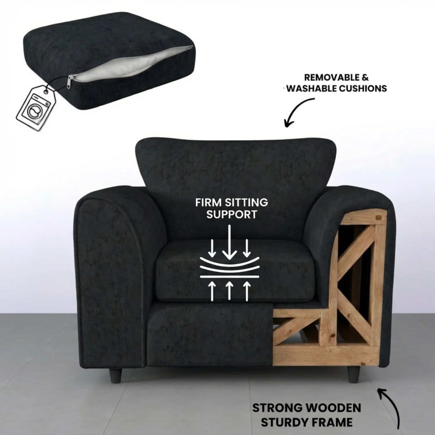 Alaska Fabric Full Back Sofa Set - Image 27
