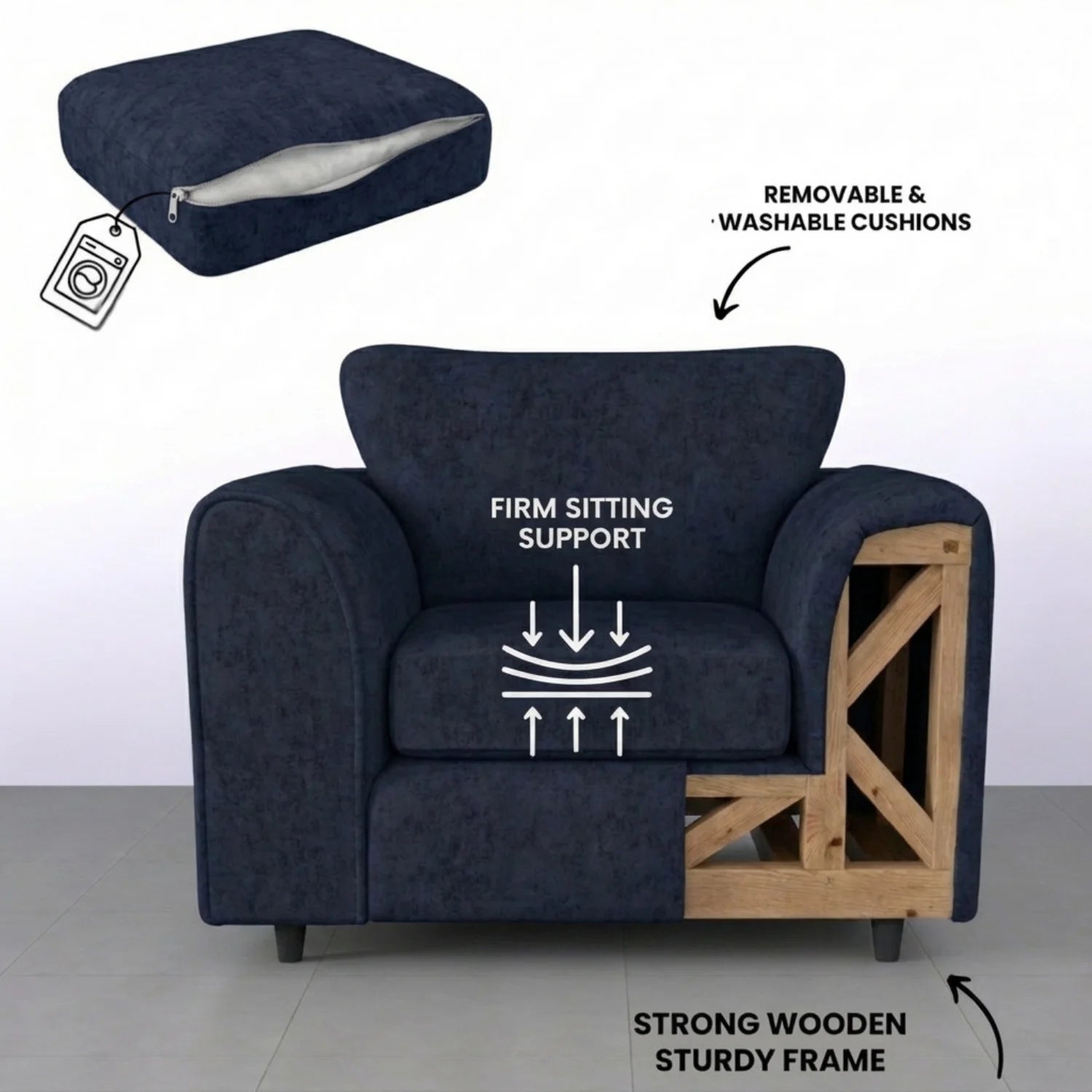 Alaska Fabric Full Back Sofa Set - Image 57