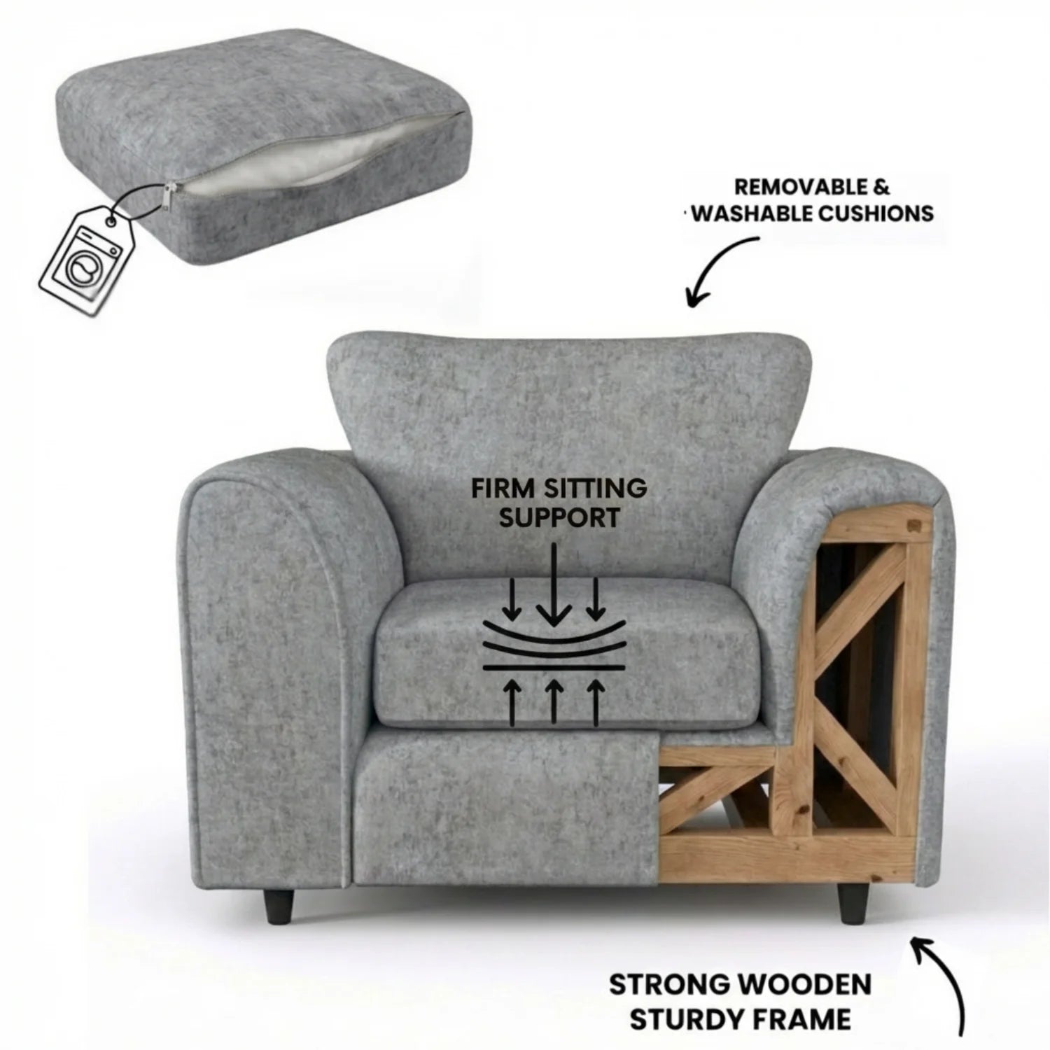 Alaska Fabric Full Back Sofa Set - Image 54