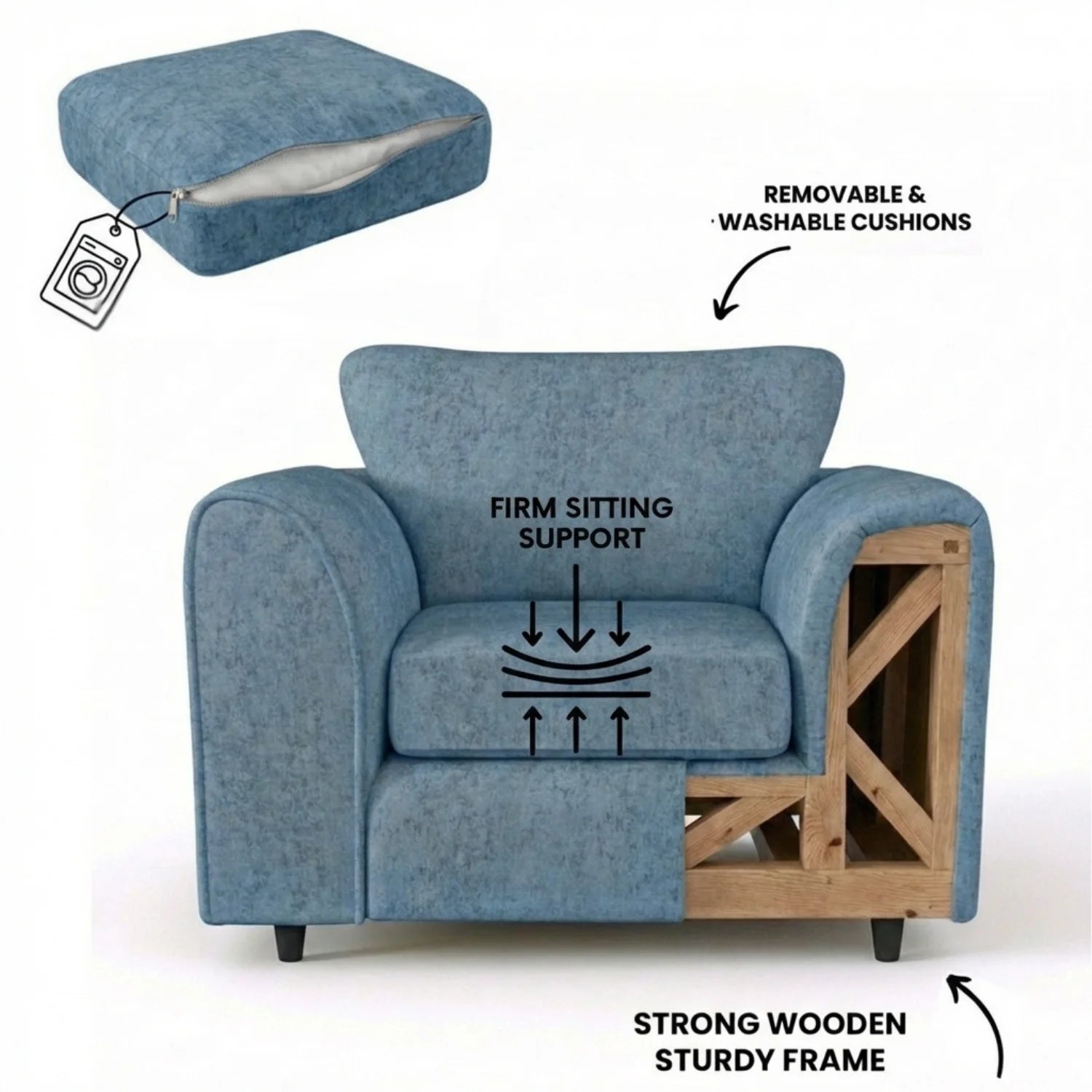 Alaska Fabric Full Back Sofa Set - Image 51