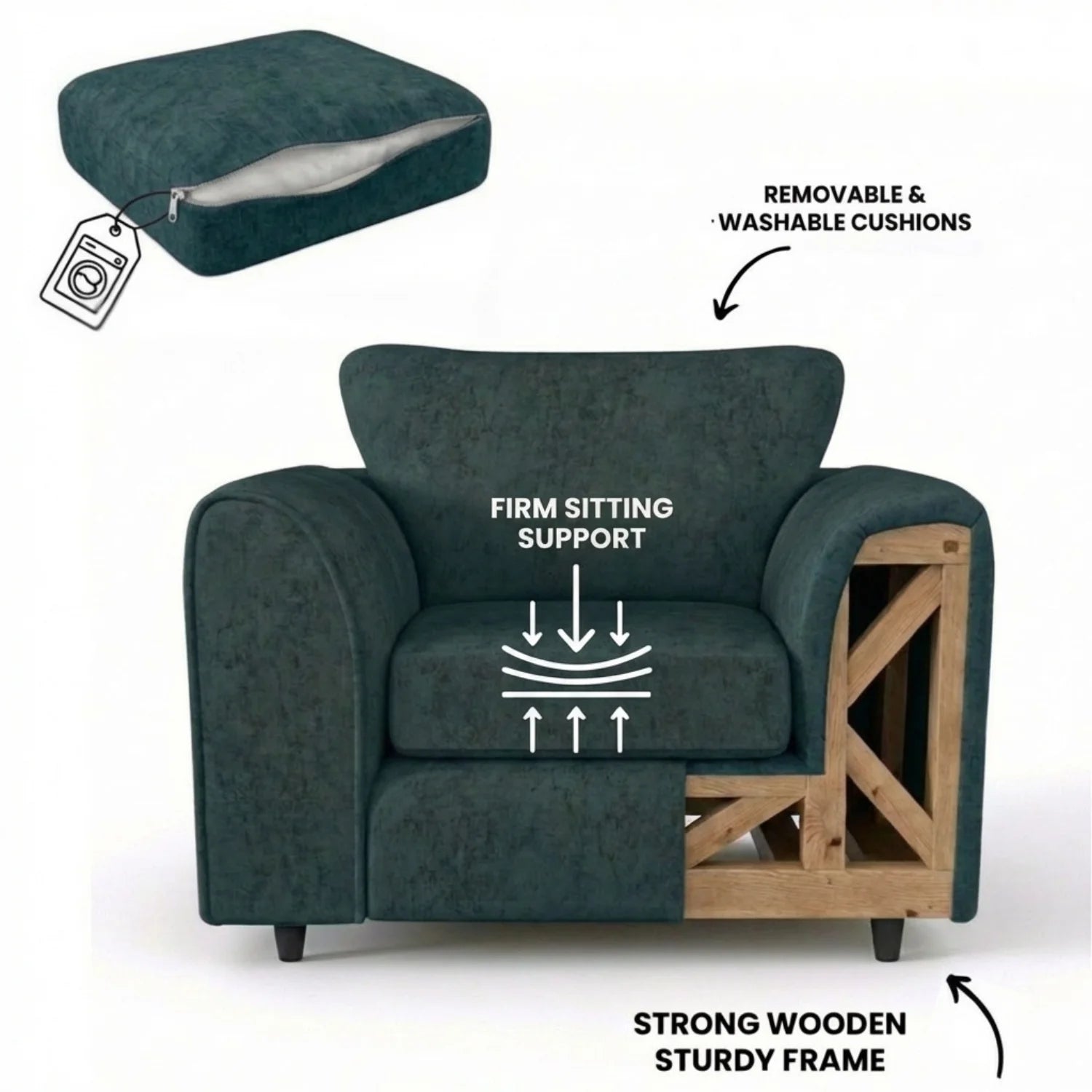 Alaska Fabric Full Back Sofa Set - Image 53