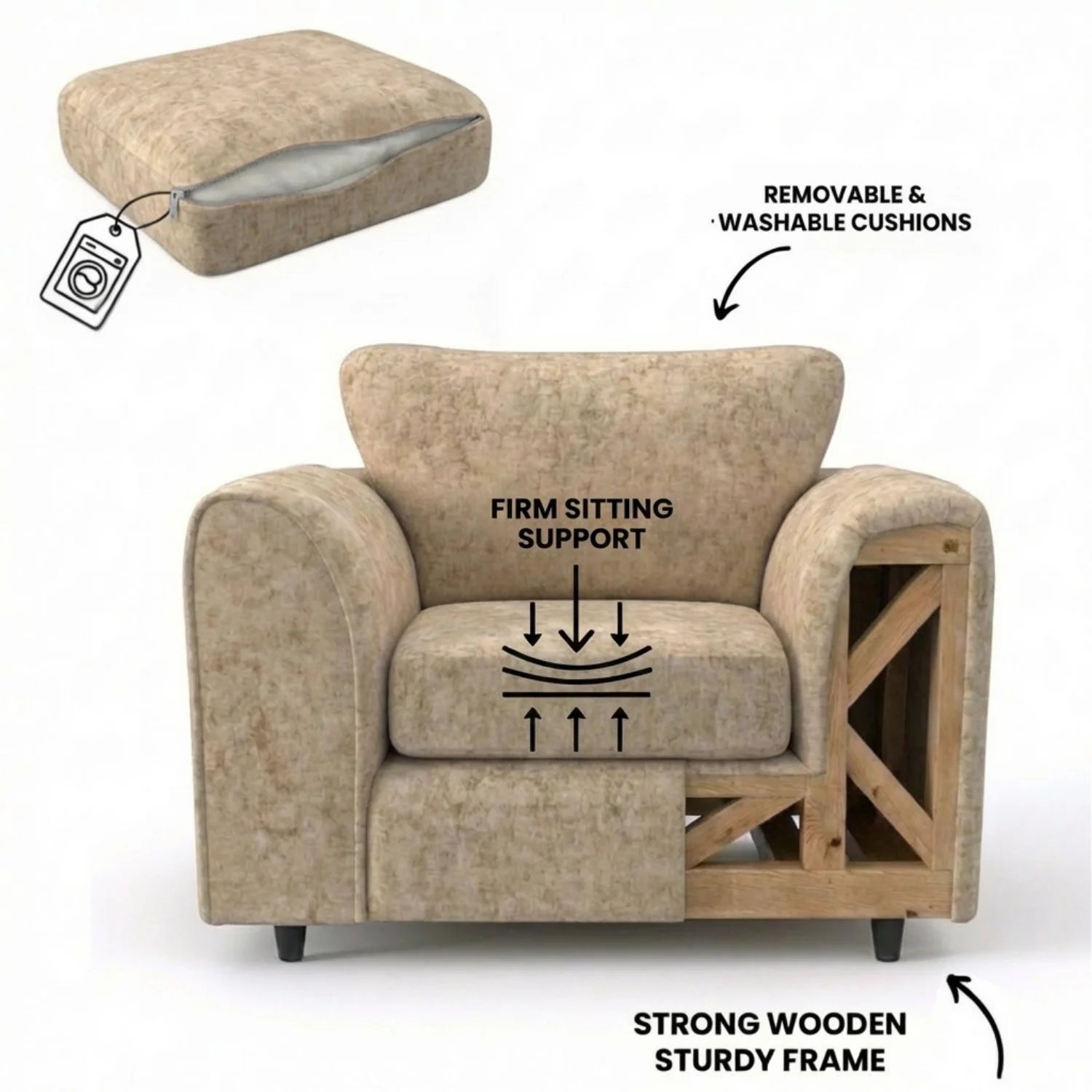 Alaska Fabric Full Back Sofa Set - Image 55