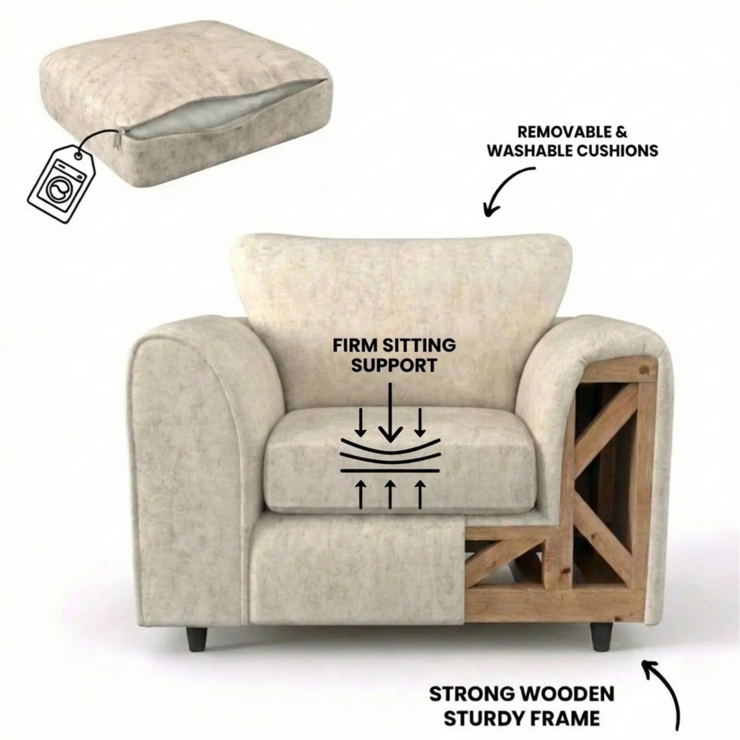 Alaska Fabric Full Back Sofa Set - Image 59