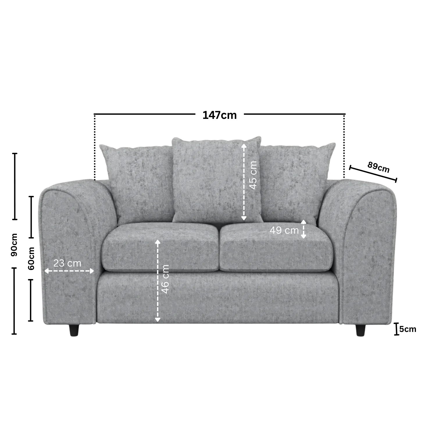 Alaska Fabric Scatter Back Sofa Set (Light Grey) - Image 14