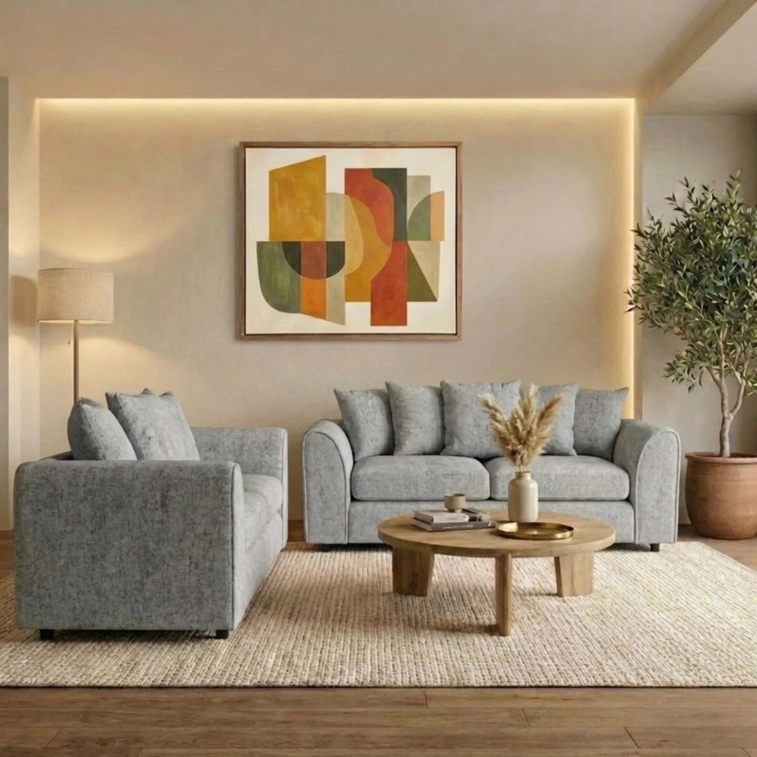 Alaska Fabric Scatter Back Sofa Set (Light Grey) - Image 13