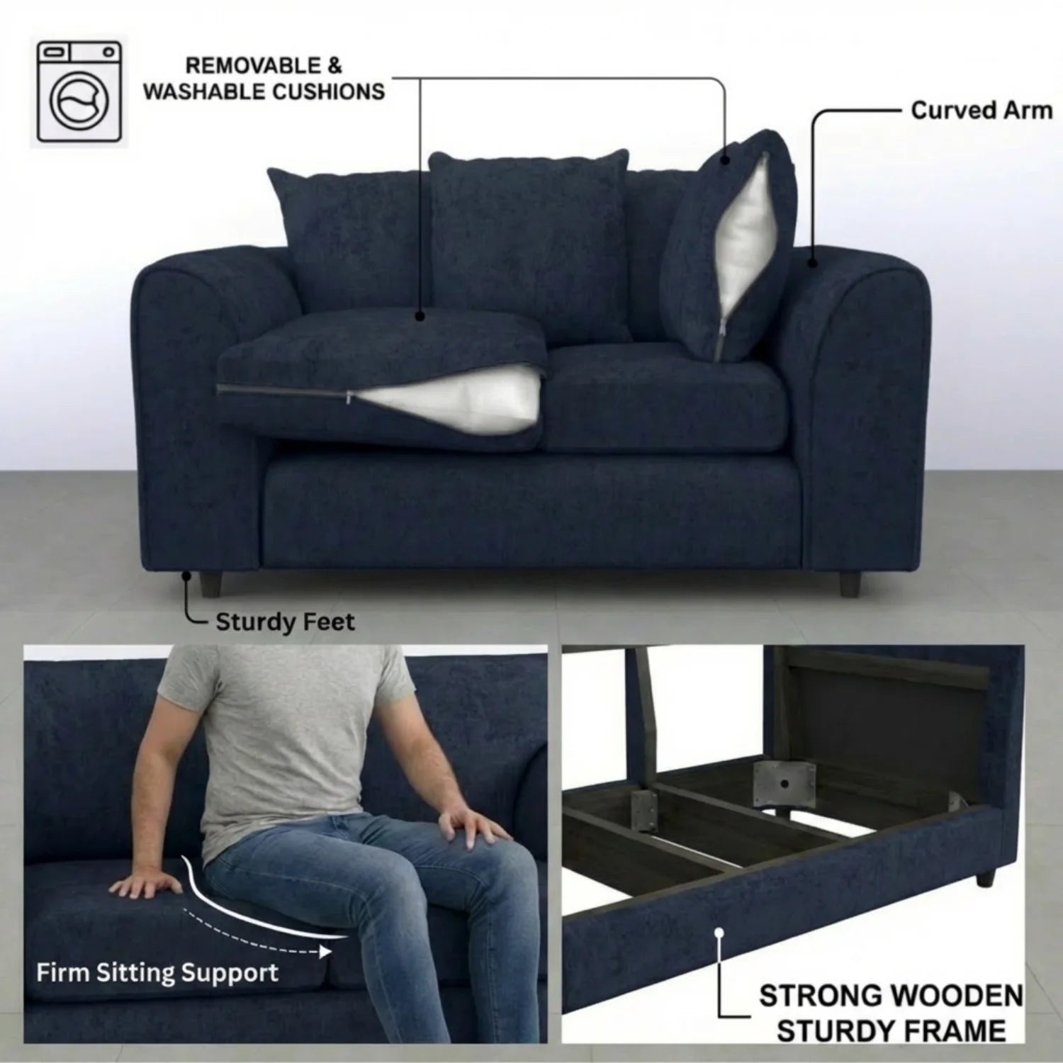 Alaska Fabric Scatter Back Sofa Set (Black) - Image 138