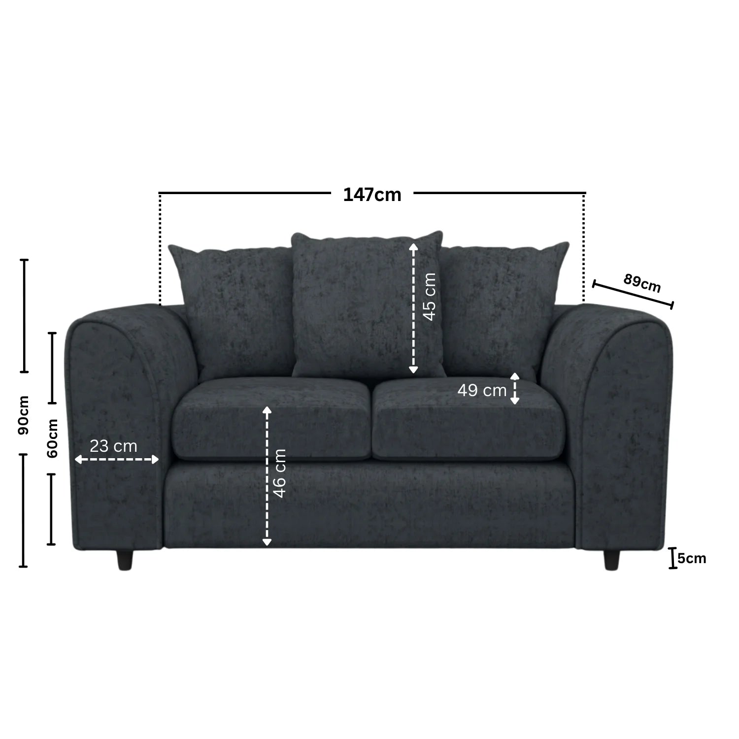 Alaska Fabric Scatter Back Sofa Set (Dark Grey) - Image 14