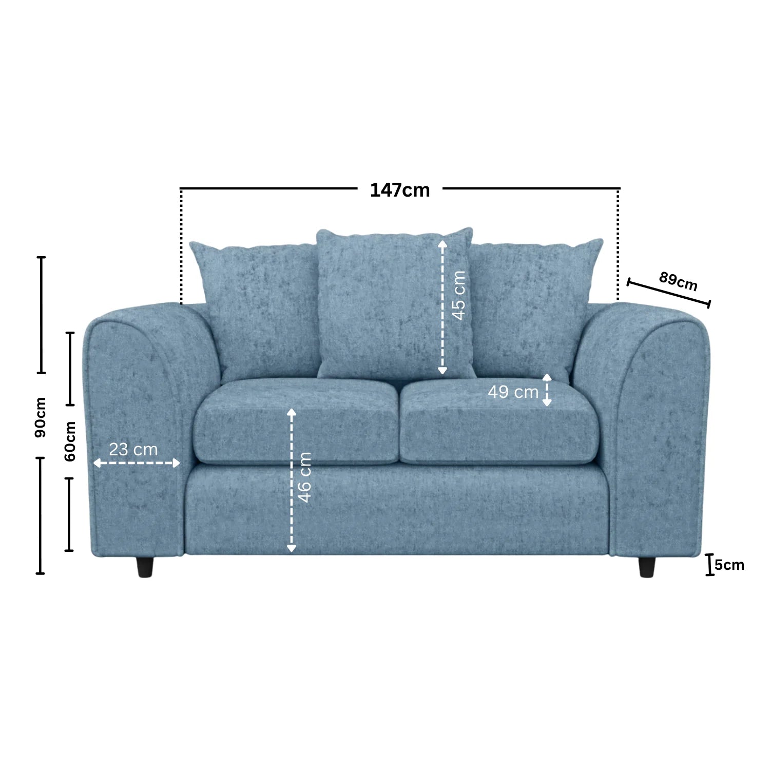 Alaska Fabric Scatter Back Sofa Set (Black) - Image 189