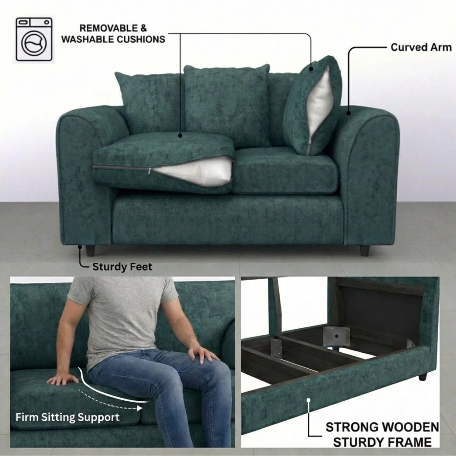 Alaska Fabric Scatter Back Sofa Set (Black) - Image 196