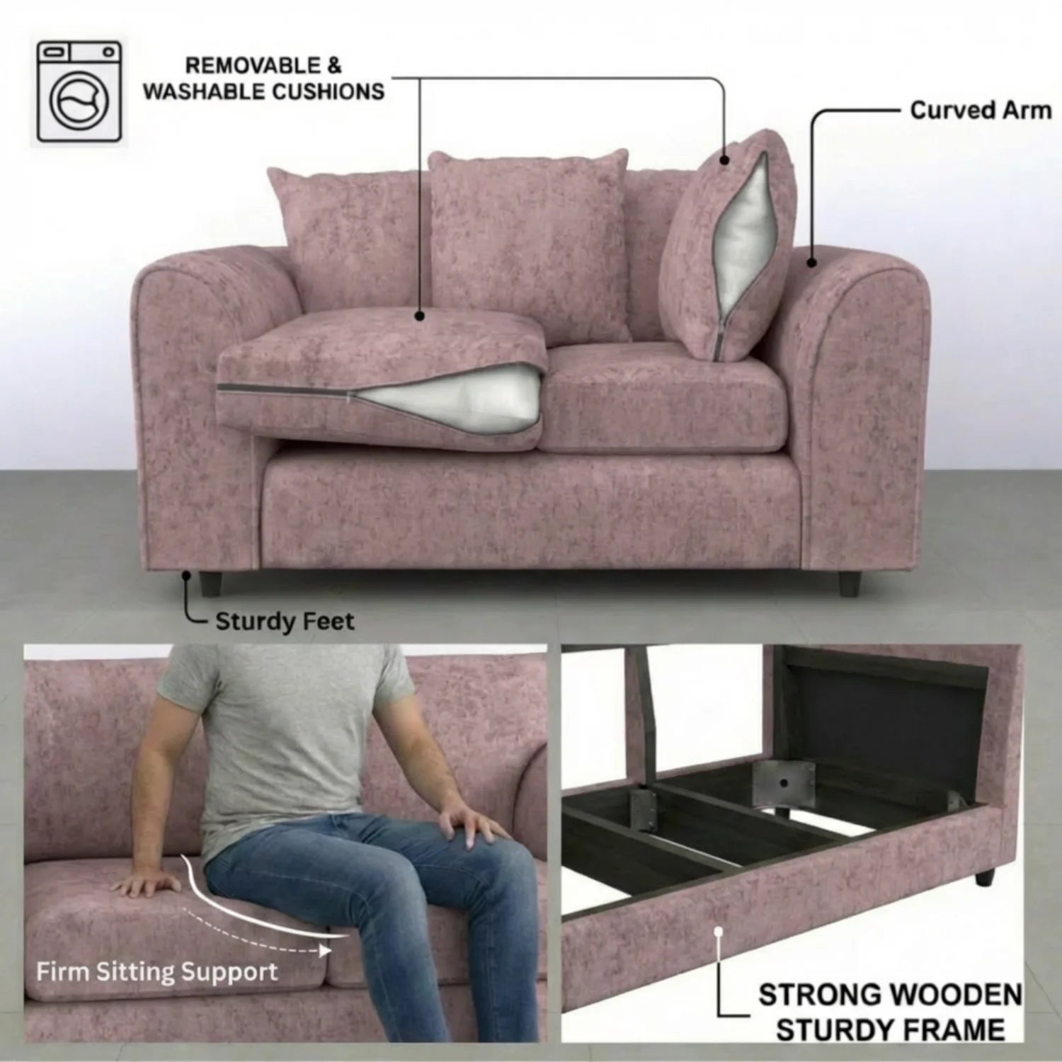 Alaska Fabric Scatter Back Sofa Set (Black) - Image 202