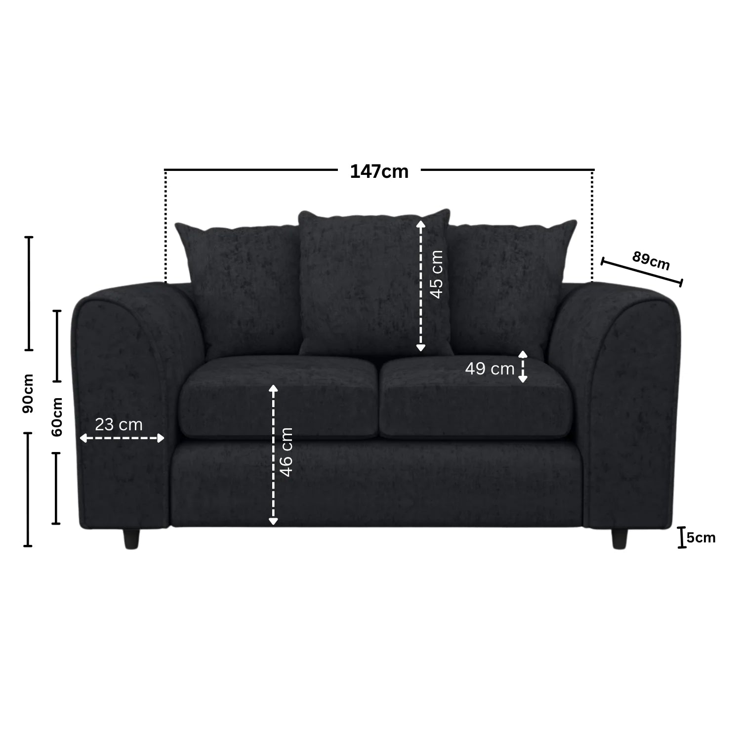 Alaska Fabric Scatter Back Sofa Set (Black) - Image 144
