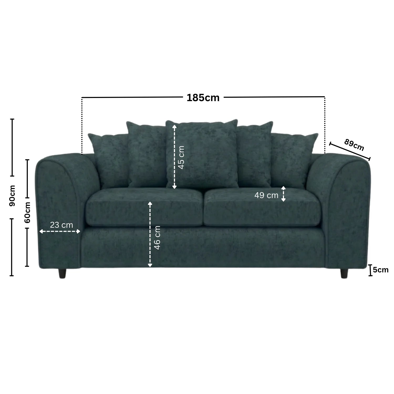 Alaska Fabric Scatter Back Sofa Set (Black) - Image 75