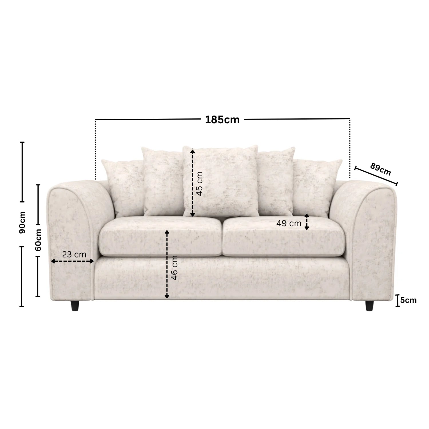 Alaska Fabric Scatter Back Sofa Set (Black) - Image 92