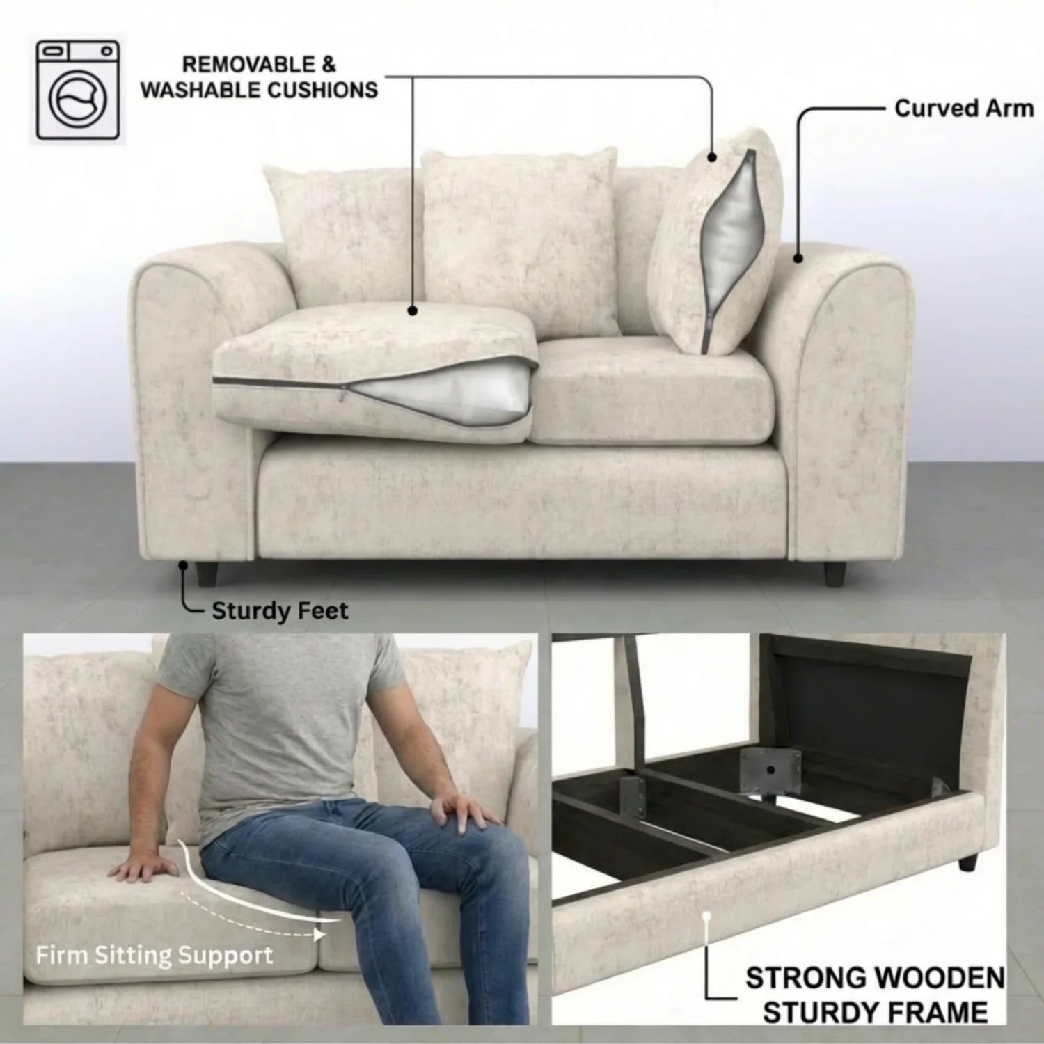 Alaska Fabric Scatter Back Sofa Set (Black) - Image 122