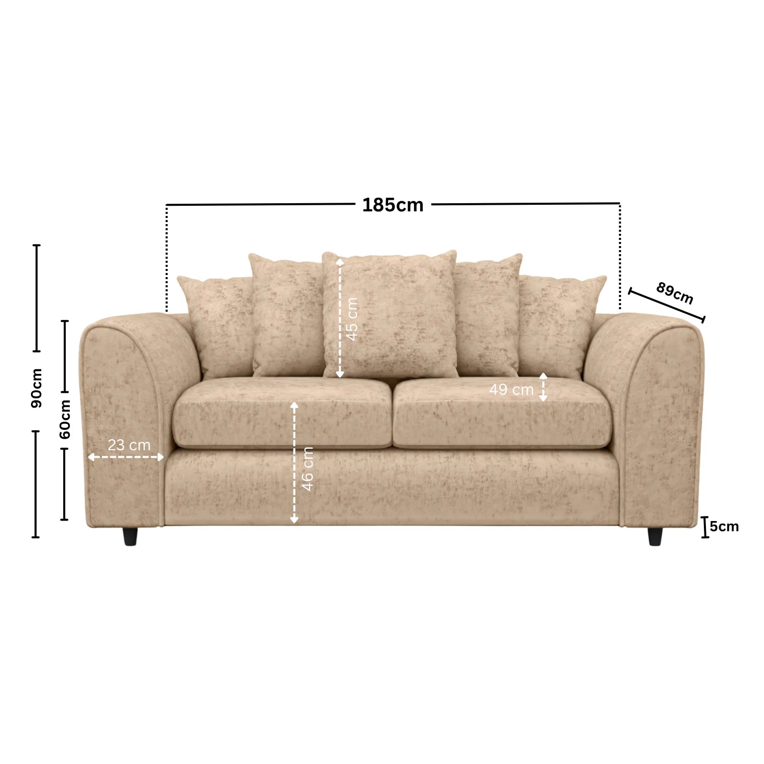 Alaska Fabric Scatter Back Sofa Set (Black) - Image 97